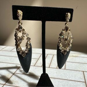 Elegant Gold and Black Dangle Earrings